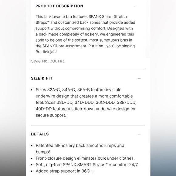 “SPANX” Bra-Lllelujah Lightly Lined Full Coverage Bra - Picture 15 of 15